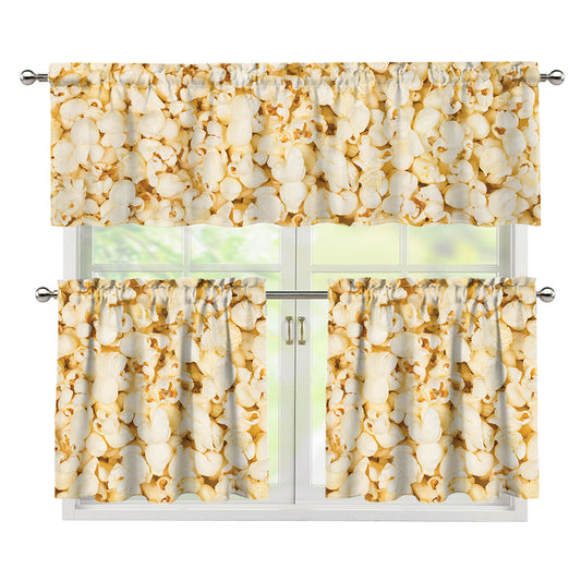 Popcorn Print 3 Piece Kitchen Curtains