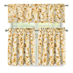 Popcorn Print 3 Piece Kitchen Curtains