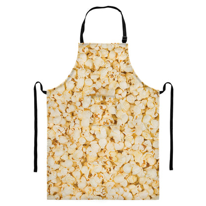 Popcorn Print Bib Apron With Pocket