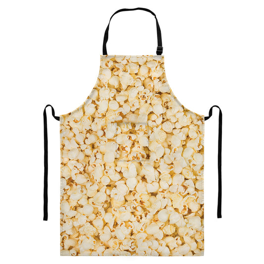 Popcorn Print Bib Apron With Pocket