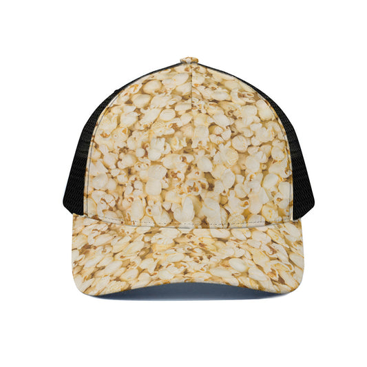 Popcorn Print Black Mesh Trucker Cap