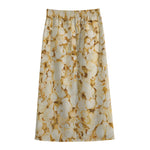 Popcorn Print Cotton Front Slit Maxi Skirt