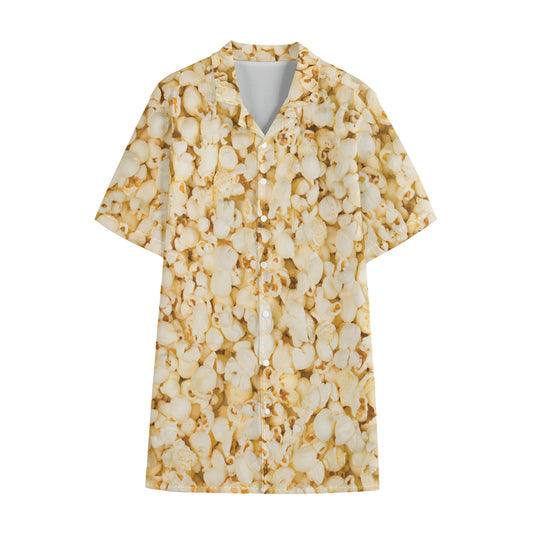 Popcorn Print Cotton Hawaiian Shirt
