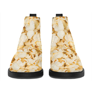 Popcorn Print Flat Ankle Boots