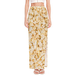 Popcorn Print High Slit Maxi Skirt