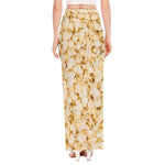 Popcorn Print High Slit Maxi Skirt