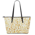 Popcorn Print Leather Tote Bag With Zipper