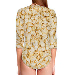 Popcorn Print Long Sleeve Swimsuit