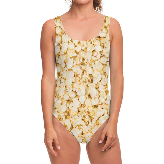 Popcorn Print One Piece Swimsuit