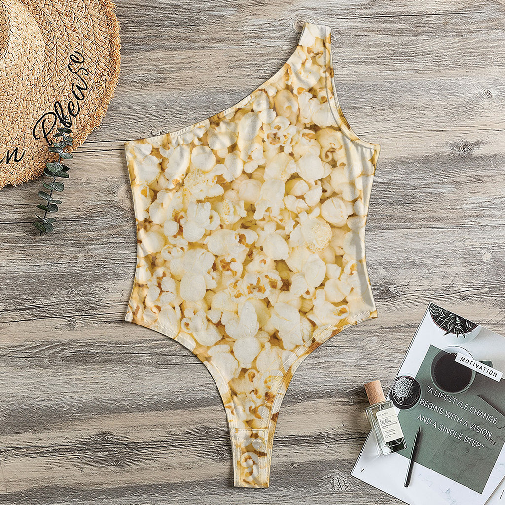 Popcorn Print One Shoulder Bodysuit