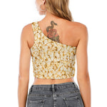Popcorn Print One Shoulder Crop Top