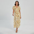 Popcorn Print Short Sleeve Maxi Dress