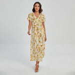 Popcorn Print Short Sleeve Maxi Dress