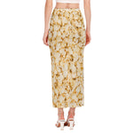 Popcorn Print Side Slit Maxi Skirt