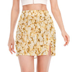 Popcorn Print Side Slit Mini Skirt