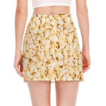 Popcorn Print Side Slit Mini Skirt