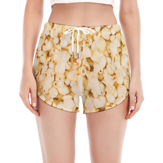 Popcorn Print Women's Split Running Shorts