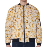 Popcorn Print Zip Sleeve Bomber Jacket