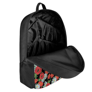 Poppy And Chamomile Pattern Print 17 Inch Backpack