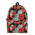 Poppy And Chamomile Pattern Print School Backpack