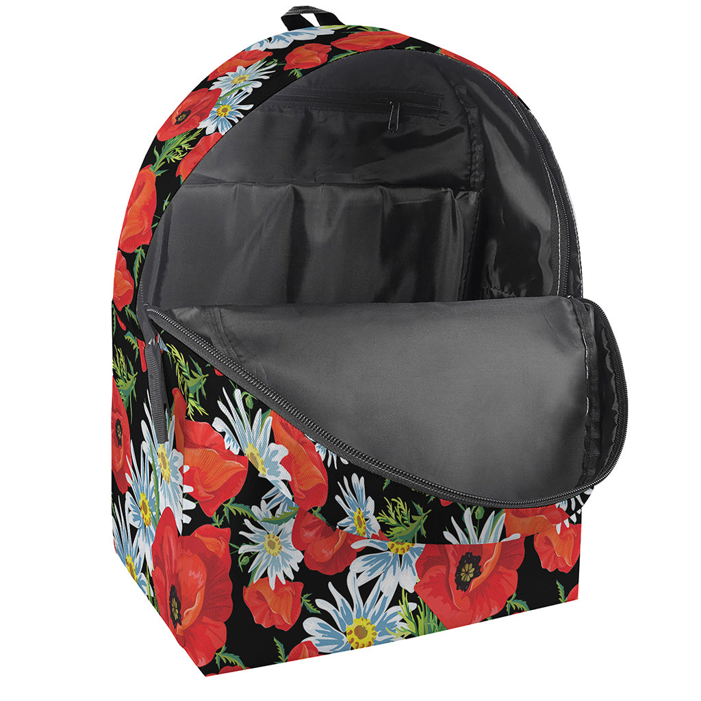 Poppy And Chamomile Pattern Print Backpack