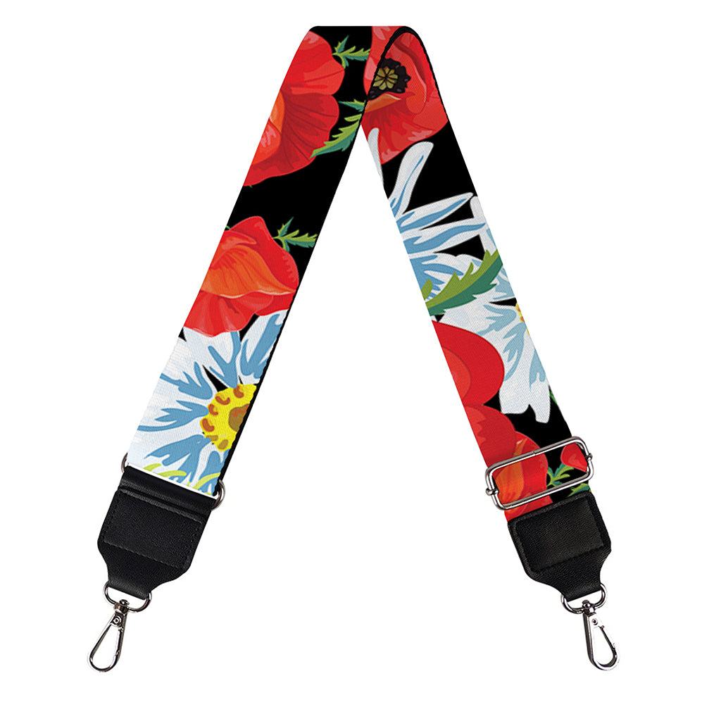 Poppy And Chamomile Pattern Print Bag Strap