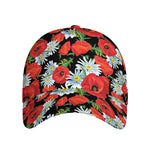 Poppy And Chamomile Pattern Print Baseball Cap