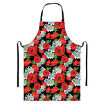 Poppy And Chamomile Pattern Print Bib Apron With Pocket