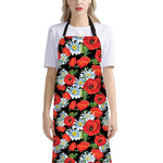 Poppy And Chamomile Pattern Print Bib Apron With Pocket