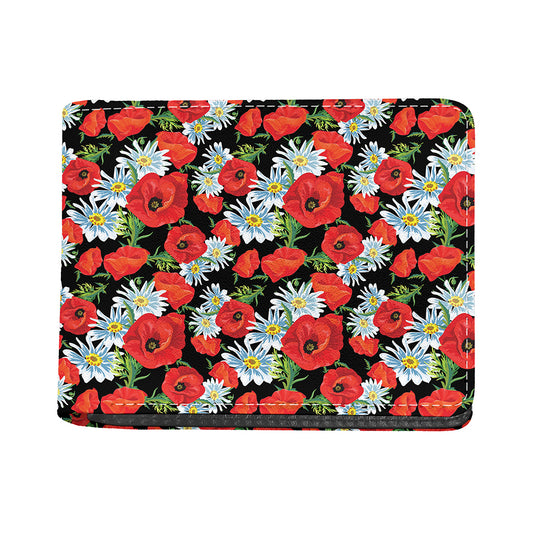 Poppy And Chamomile Pattern Print Bifold Wallet