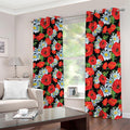Poppy And Chamomile Pattern Print Dimout Grommet Curtains