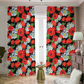 Poppy And Chamomile Pattern Print Dimout Pencil Pleat Curtains