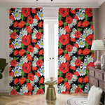 Poppy And Chamomile Pattern Print Blackout Pencil Pleat Curtains