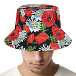 Poppy And Chamomile Pattern Print Bucket Hat