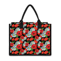 Poppy And Chamomile Pattern Print Canvas Tote Bag