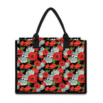 Poppy And Chamomile Pattern Print Canvas Tote Bag