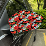 Poppy And Chamomile Pattern Print Car Side Mirror Covers