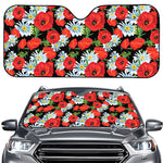 Poppy And Chamomile Pattern Print Car Windshield Sun Shade