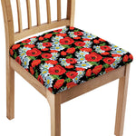Poppy And Chamomile Pattern Print Chair Cushion Cover
