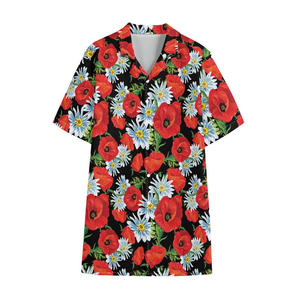 Poppy And Chamomile Pattern Print Cotton Hawaiian Shirt