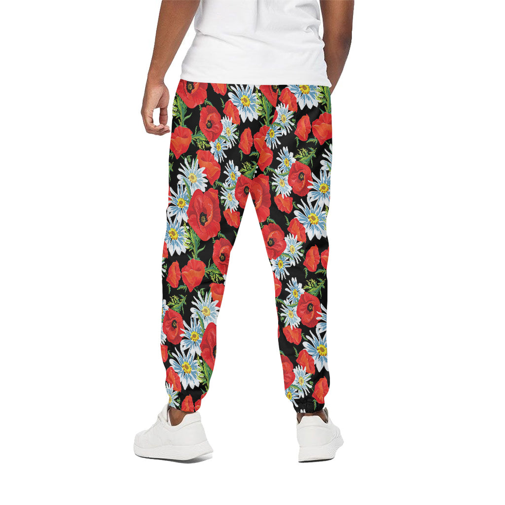 Poppy And Chamomile Pattern Print Cotton Pants