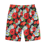 Poppy And Chamomile Pattern Print Cotton Shorts