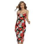 Poppy And Chamomile Pattern Print Cross Back Cami Dress