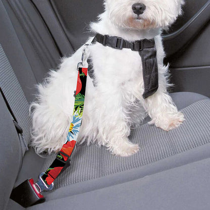 Poppy And Chamomile Pattern Print Dog Seat Belt