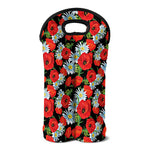 Poppy And Chamomile Pattern Print Double Neoprene Wine Tote