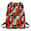Poppy And Chamomile Pattern Print Drawstring Backpack