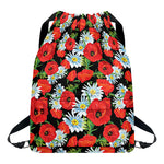 Poppy And Chamomile Pattern Print Drawstring Backpack