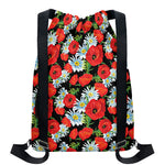 Poppy And Chamomile Pattern Print Drawstring Backpack