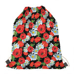 Poppy And Chamomile Pattern Print Drawstring Bag