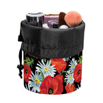 Poppy And Chamomile Pattern Print Drawstring Makeup Bag